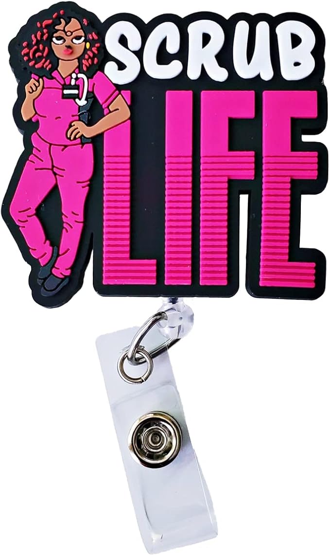 Scrub Life Pink Rubber Badge Reel